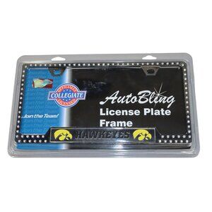 NCAA Iowa Hawkeyes Logo Bling Jeweled License Plate Frame Auto Car Truck NIP